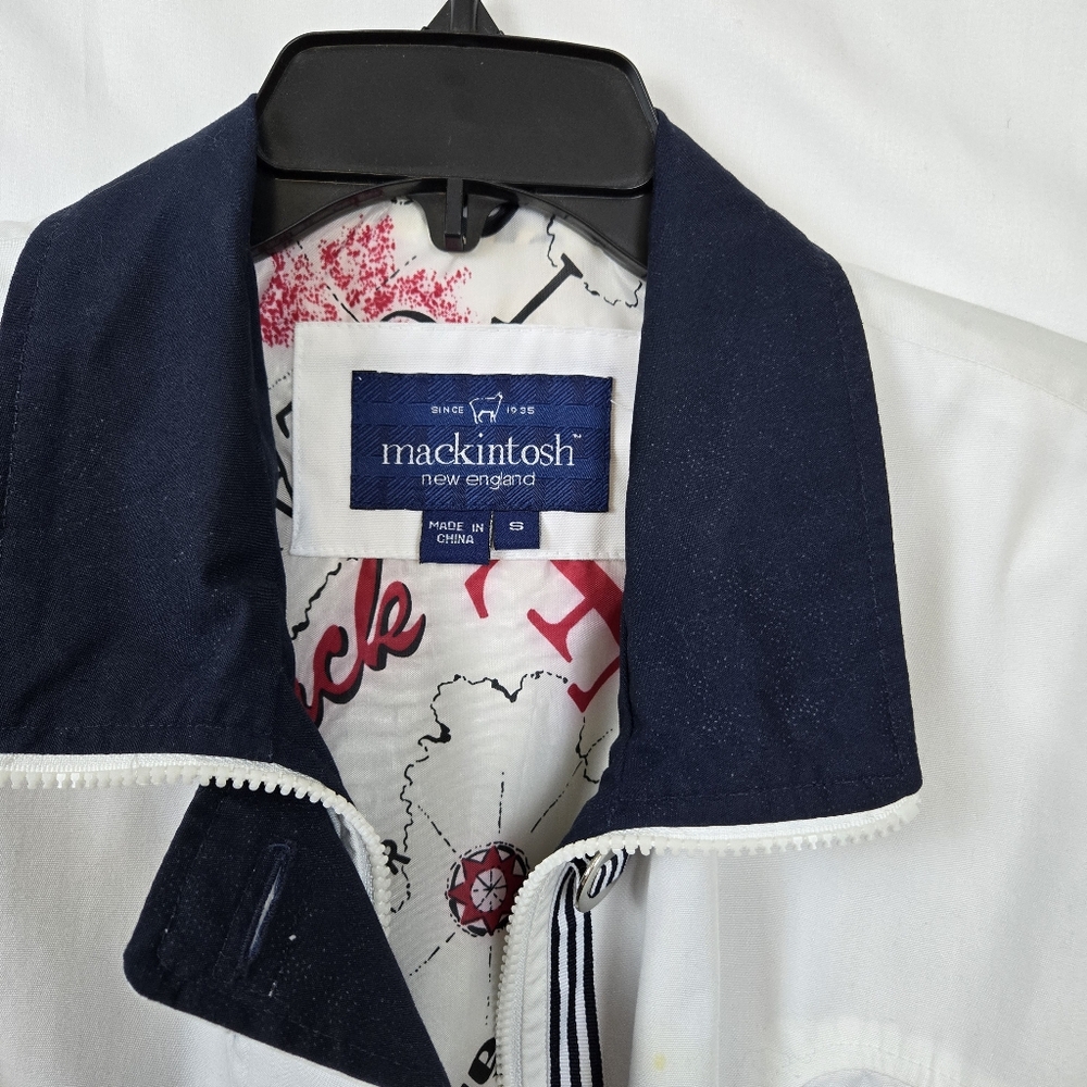 Mackintosh New England Women's White Navy Nautical Windbreaker Jacket S Vintage‎ - Picture 2 of 7